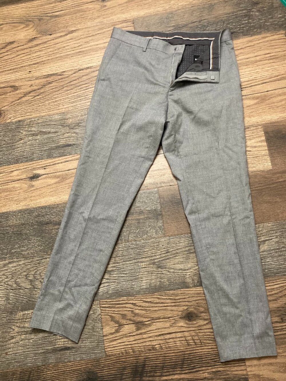 BOSS Hugo Boss Men’s Gray Slim Fit Dress Pants Suit Trousers 33x30